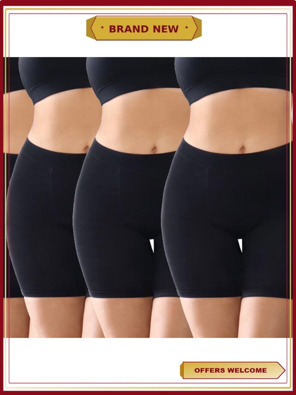 Plus Size Cotton Boxer Briefs 5" Inseam Anti Chafing Boyshort Panties 4 Pack